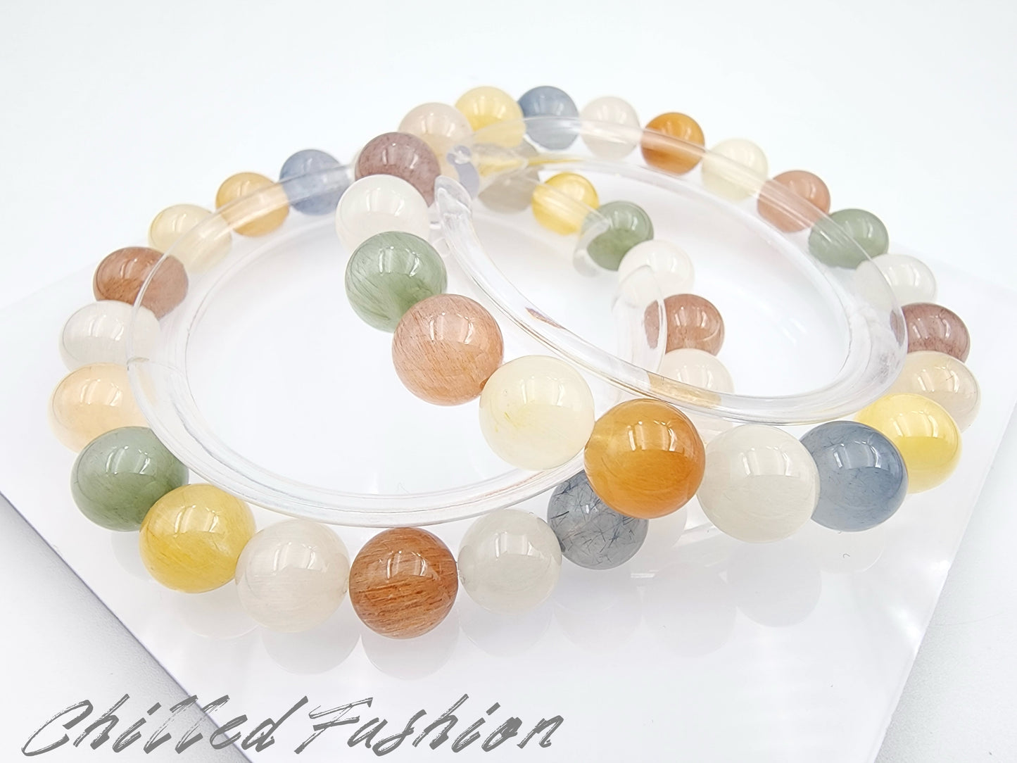 [Bracelet] 9mm Colorful Rabbit Hair Quartz Bracelet