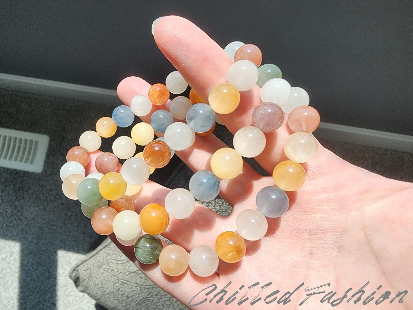 [Bracelet] 9mm Colorful Rabbit Hair Quartz Bracelet