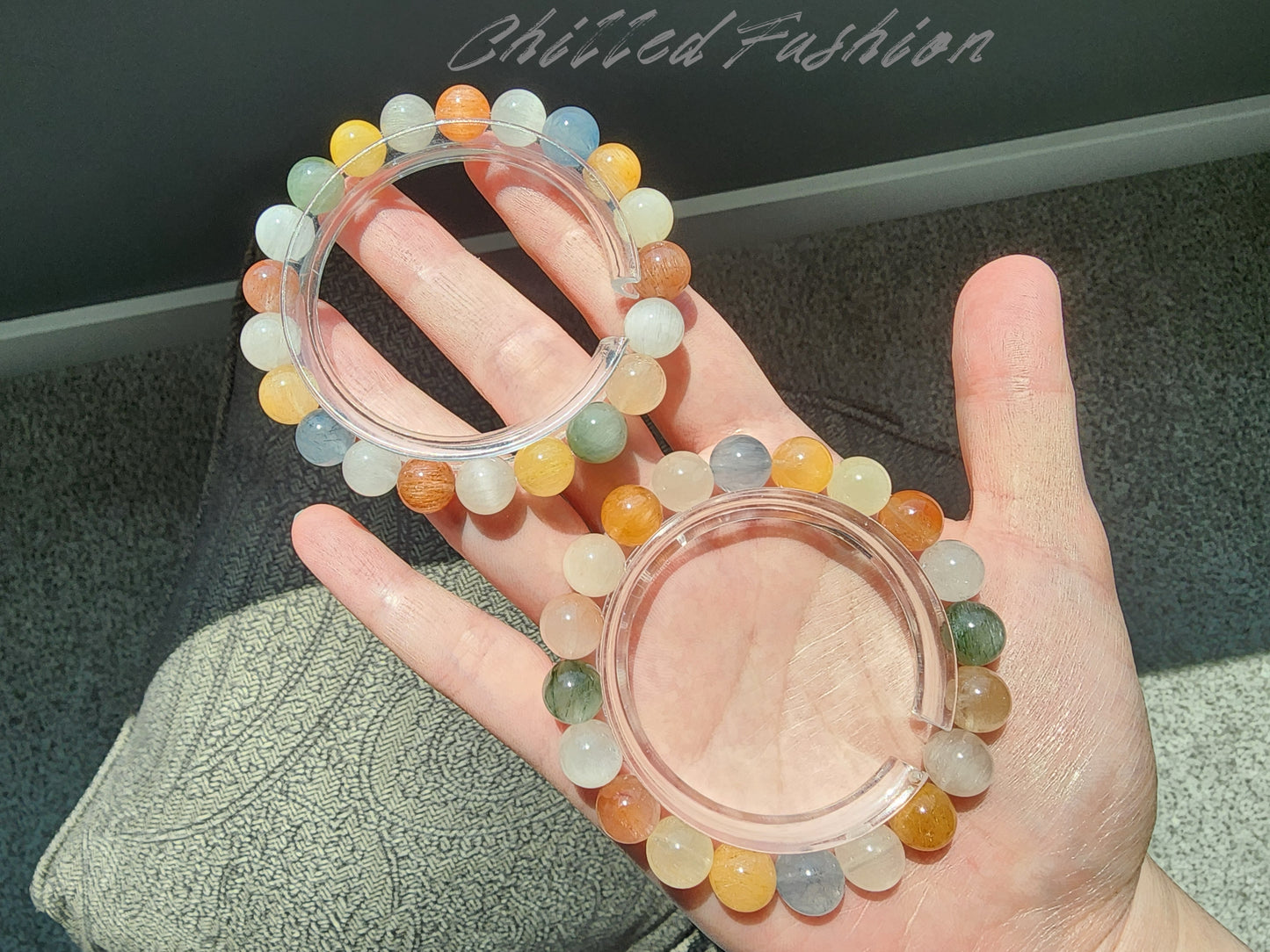 [Bracelet] 9mm Colorful Rabbit Hair Quartz Bracelet