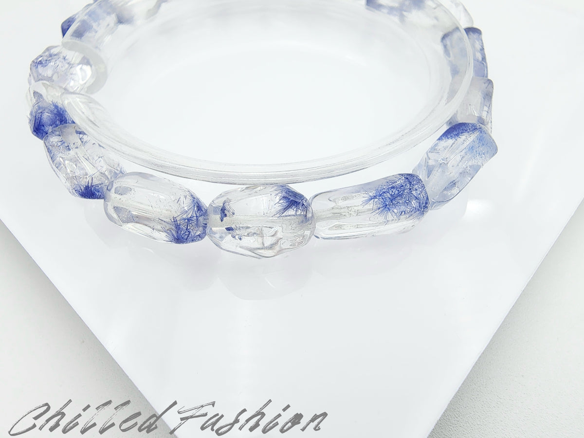 [Bracelet] Dumortierite-in-Quartz Bracelet