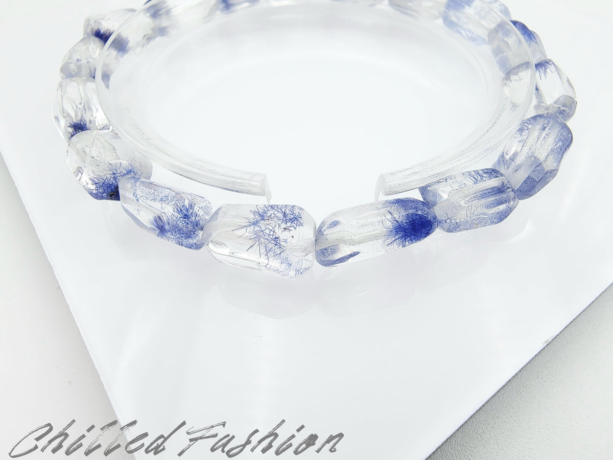 [Bracelet] Dumortierite-in-Quartz Bracelet