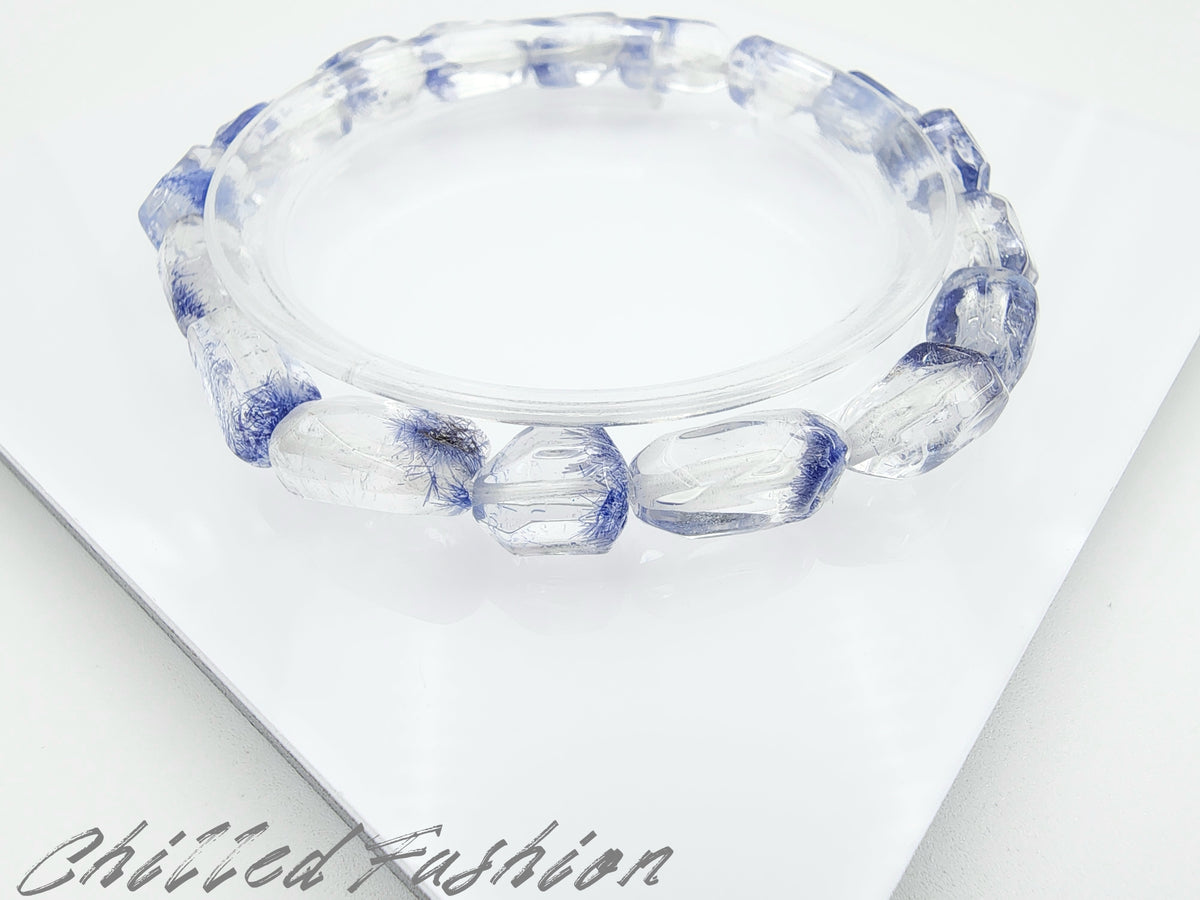 [Bracelet] Dumortierite-in-Quartz Bracelet