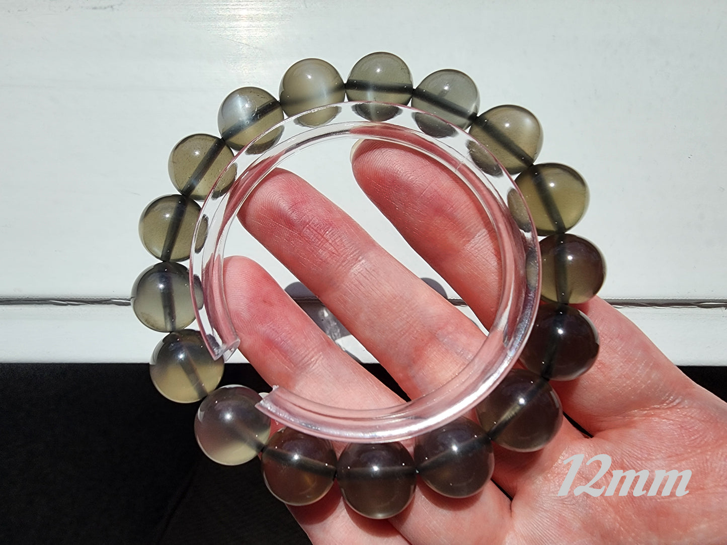 [Bracelet] Natural Black Silver Moonstone Bracelet