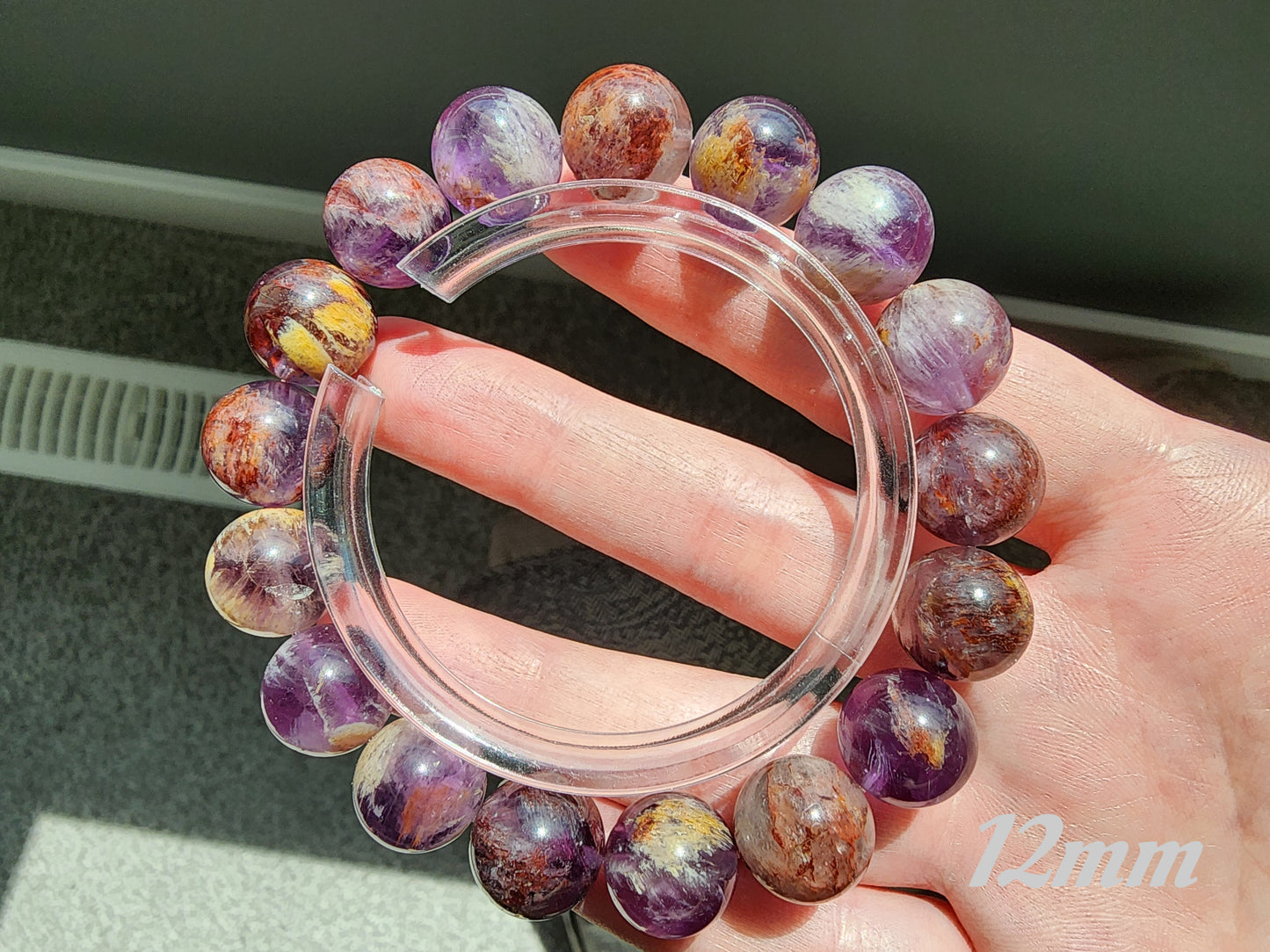 [Bracelet] Natural Purple Phantom Quartz Beaded Bracelet