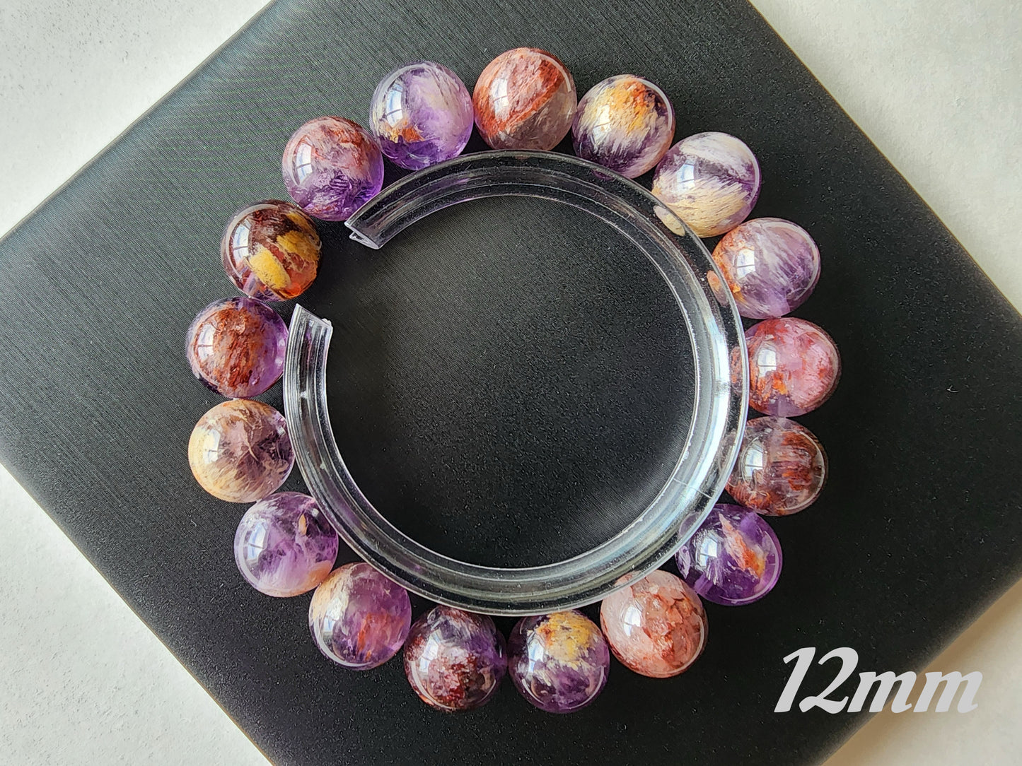 [Bracelet] Natural Purple Phantom Quartz Beaded Bracelet