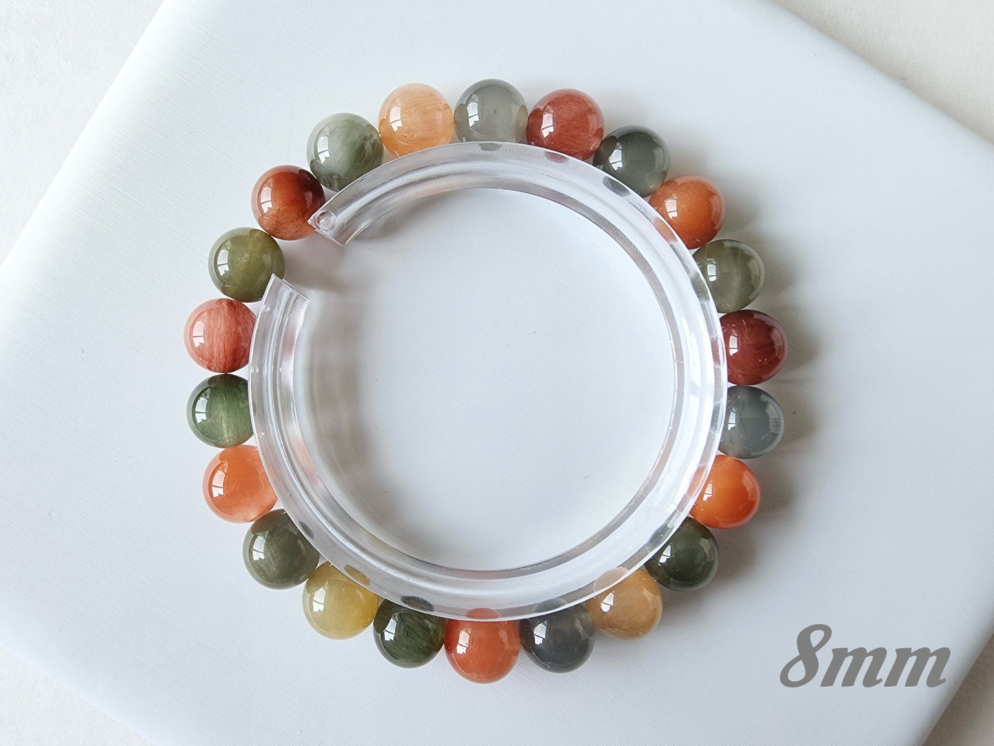 [Bracelet] Unique Harmony: Rabbit Hair Quartz 兔毛 Bracelet with Multicolored Beads