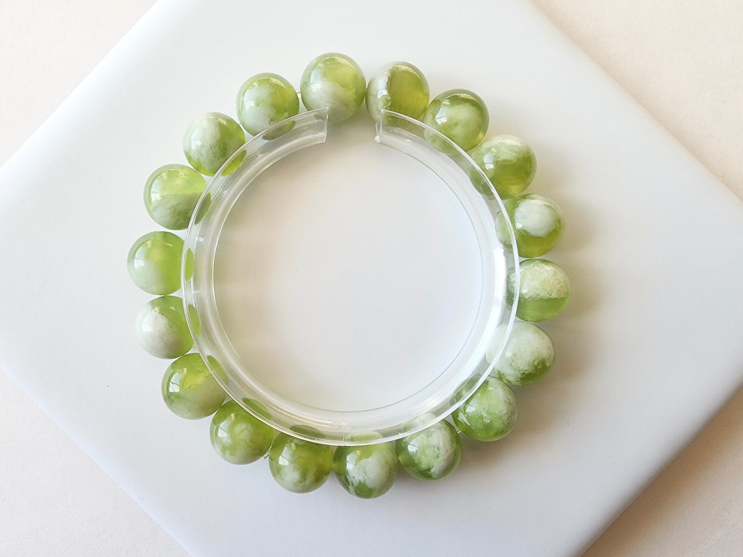 [Bracelet] Natural 11mm Serpentine Jade Bracelet