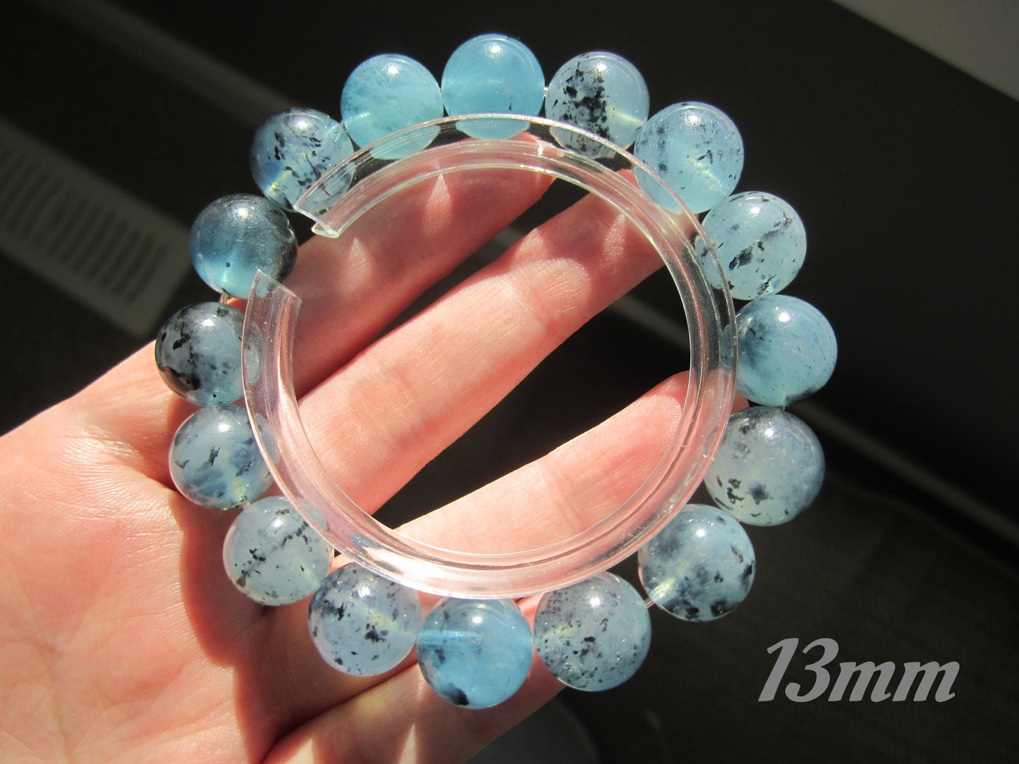 [Bracelet] Genuine Aquamarine and Black Tourmaline Crystal Bracelet - Energy Balancing Jewelry