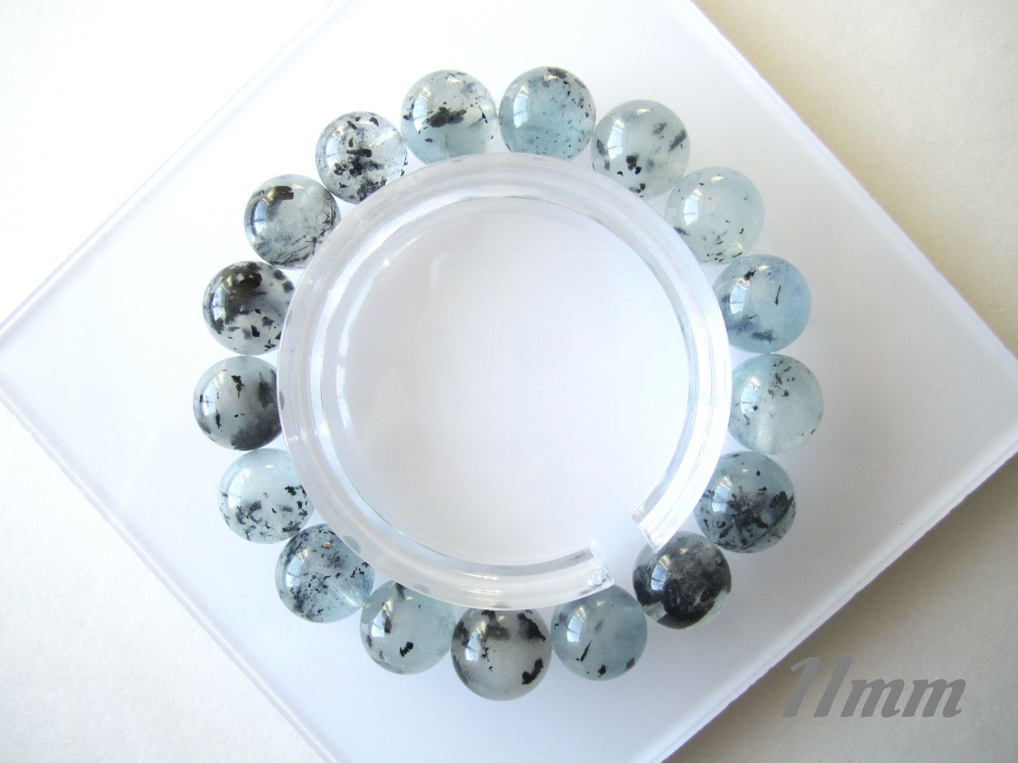 [Bracelet] Genuine Aquamarine and Black Tourmaline Crystal Bracelet - Energy Balancing Jewelry