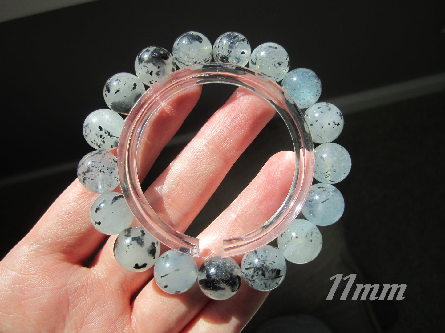 [Bracelet] Genuine Aquamarine and Black Tourmaline Crystal Bracelet - Energy Balancing Jewelry