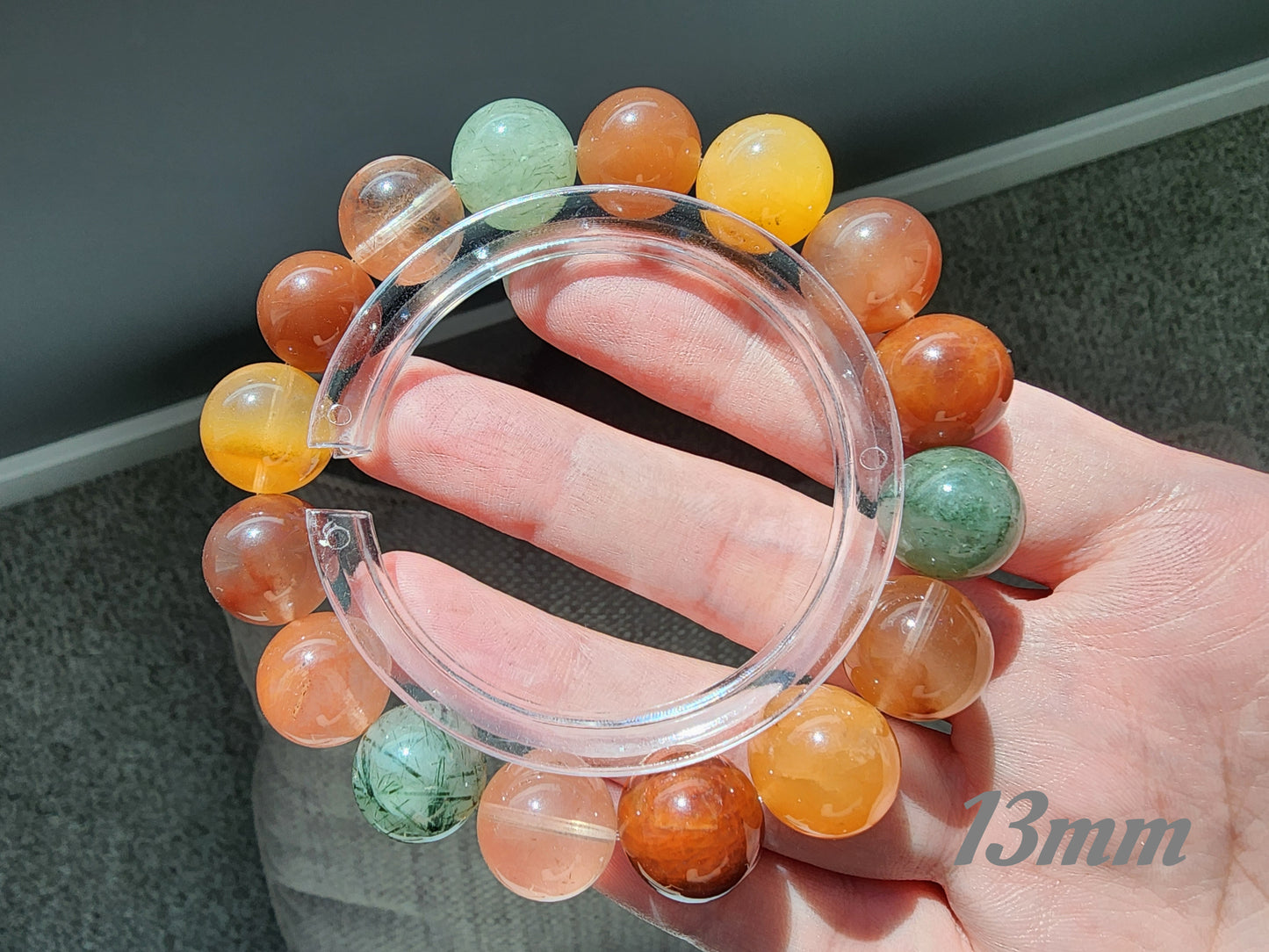 [Bracelet] Colorful Rabbit Hair Quartz Bracelet - A Radiant Trio of Happiness, Prosperity, and Longevity 福禄寿兔毛