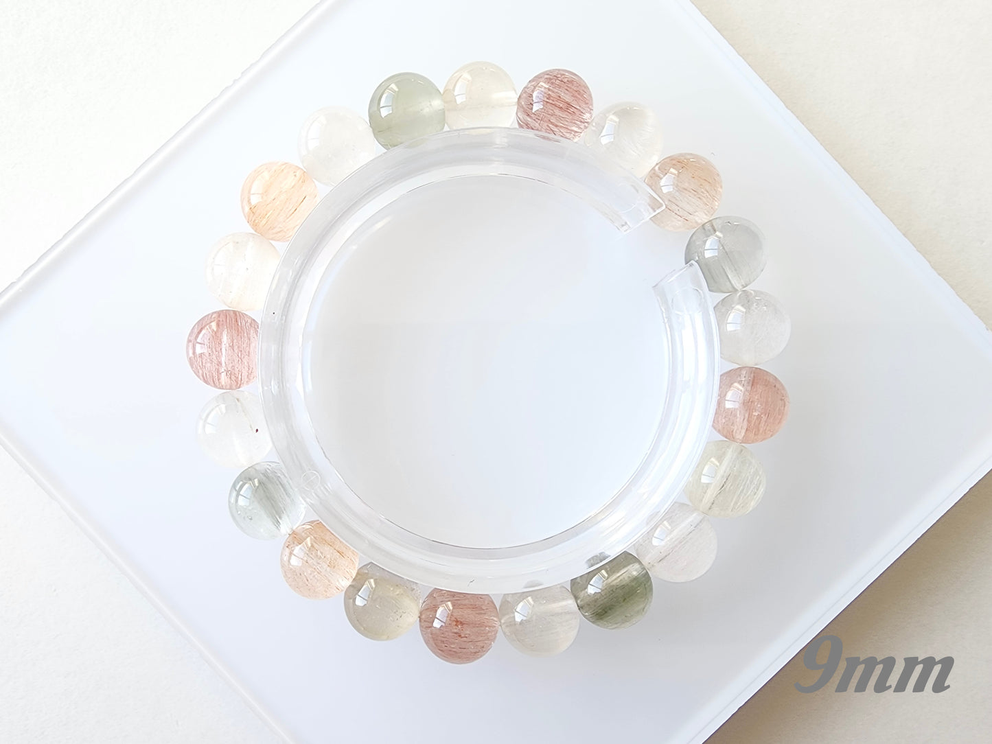 [Bracelet] Unique Rainbow Rabbit Hair Quartz Bracelet