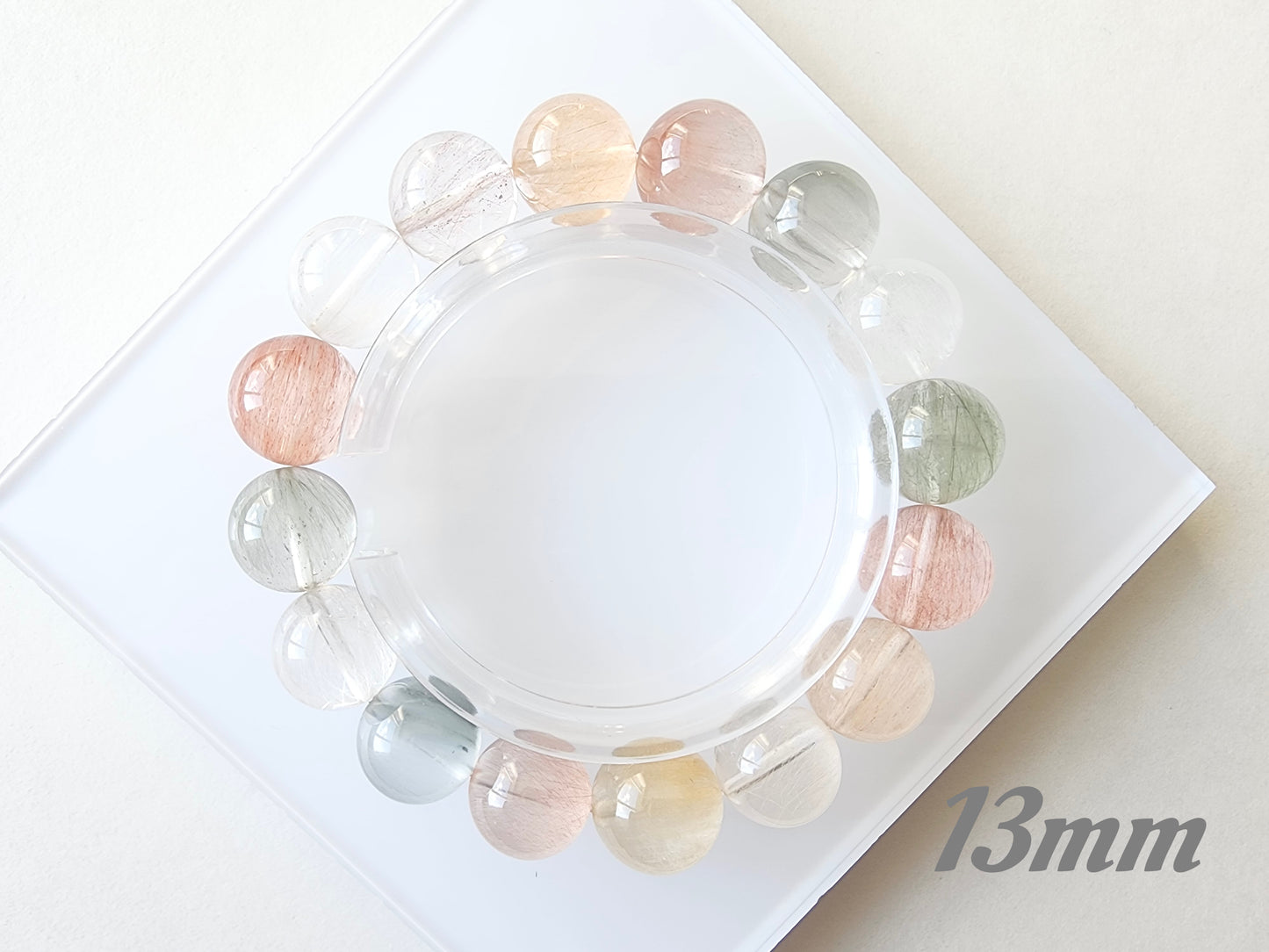 [Bracelet] Unique Rainbow Rabbit Hair Quartz Bracelet