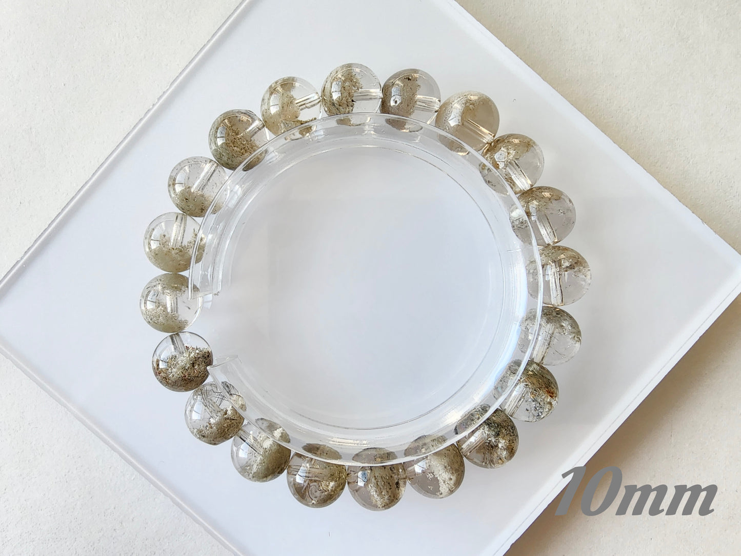 [Bracelet] Natural Matcha Green Phantom Quartz Beaded Bracelet