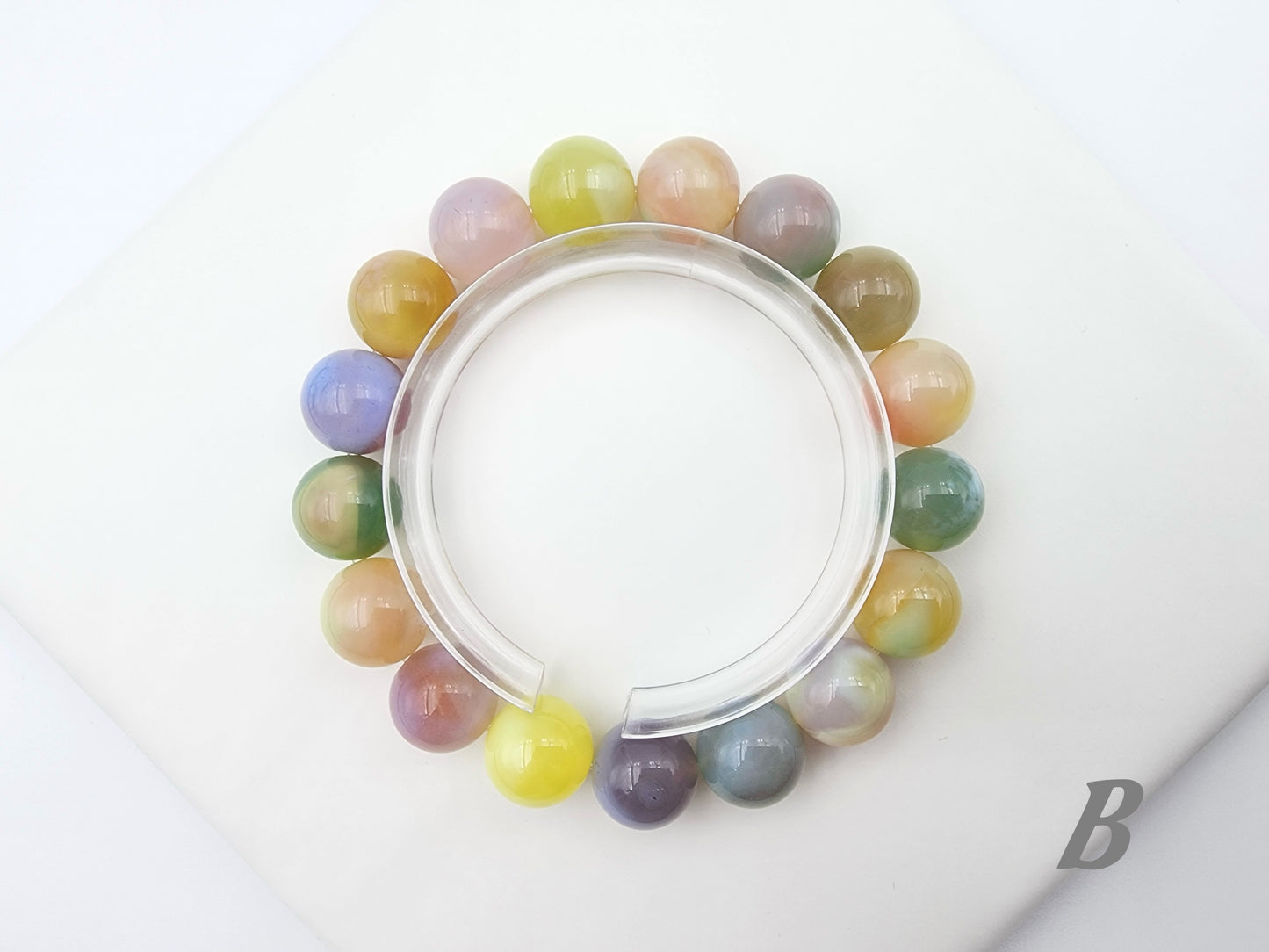 [Bracelet] 12mm Multicolor Agate Bracelet