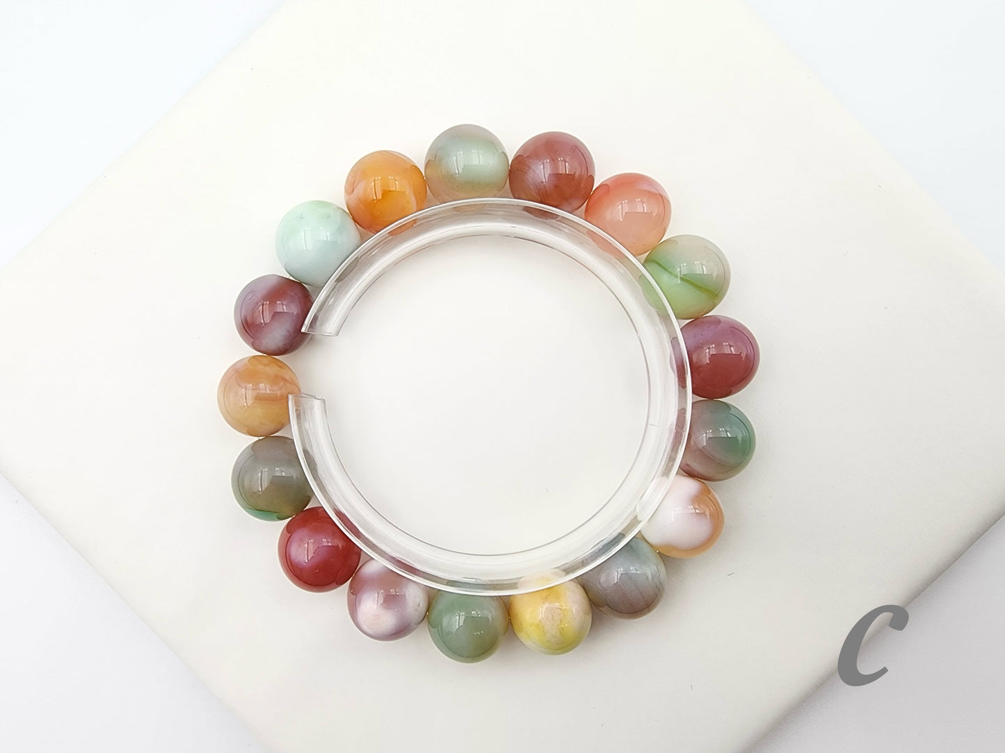 [Bracelet] 12mm Multicolor Agate Bracelet