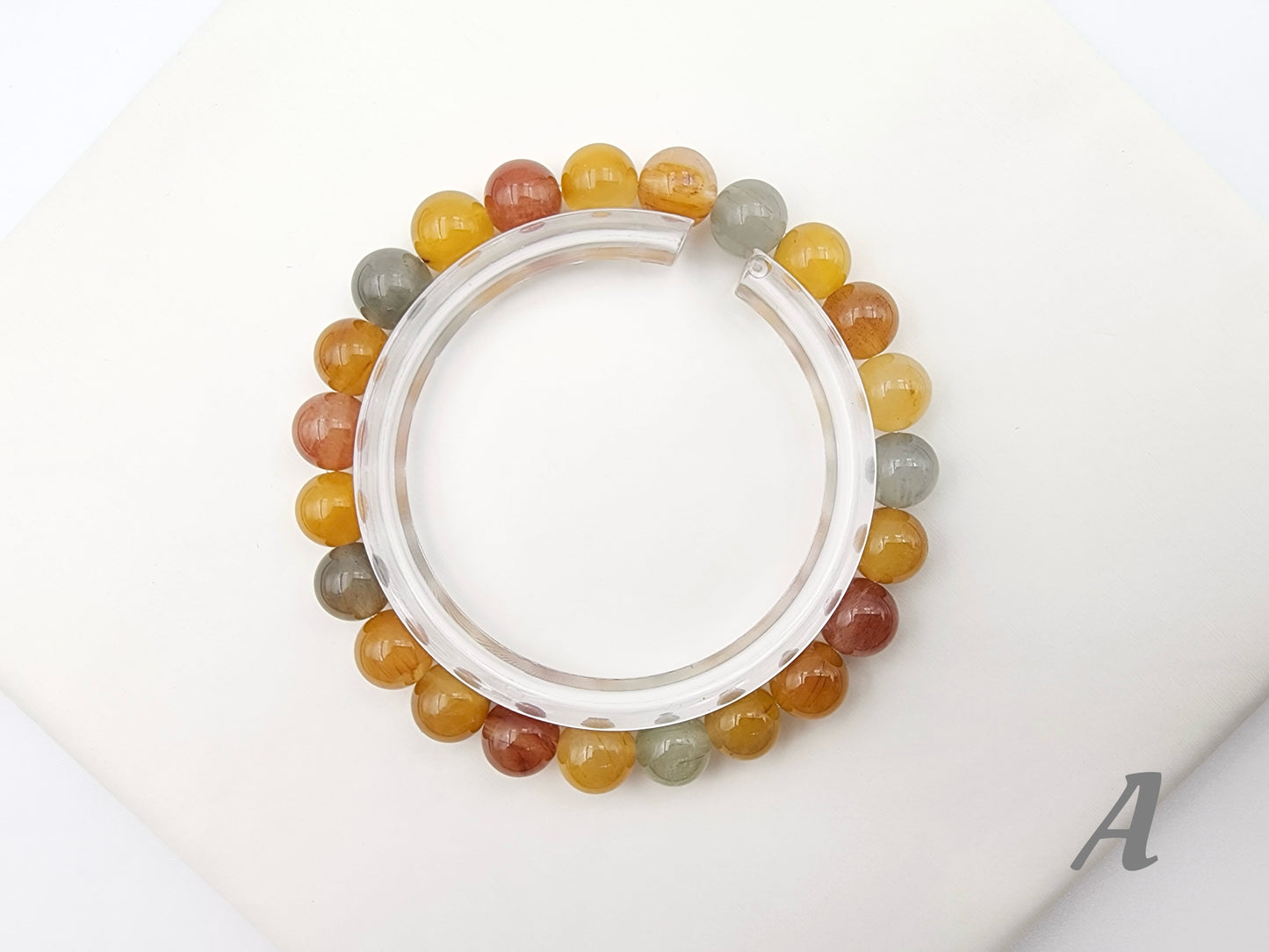 [Bracelet] 8mm Multicolored Rabbit Hair Quartz Bracelet