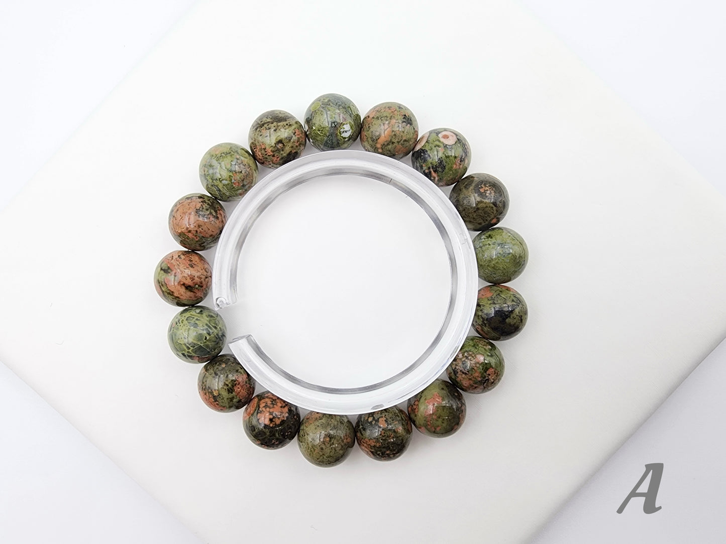 [Bracelet] Natural 12mm Unakite Jasper Bracelet