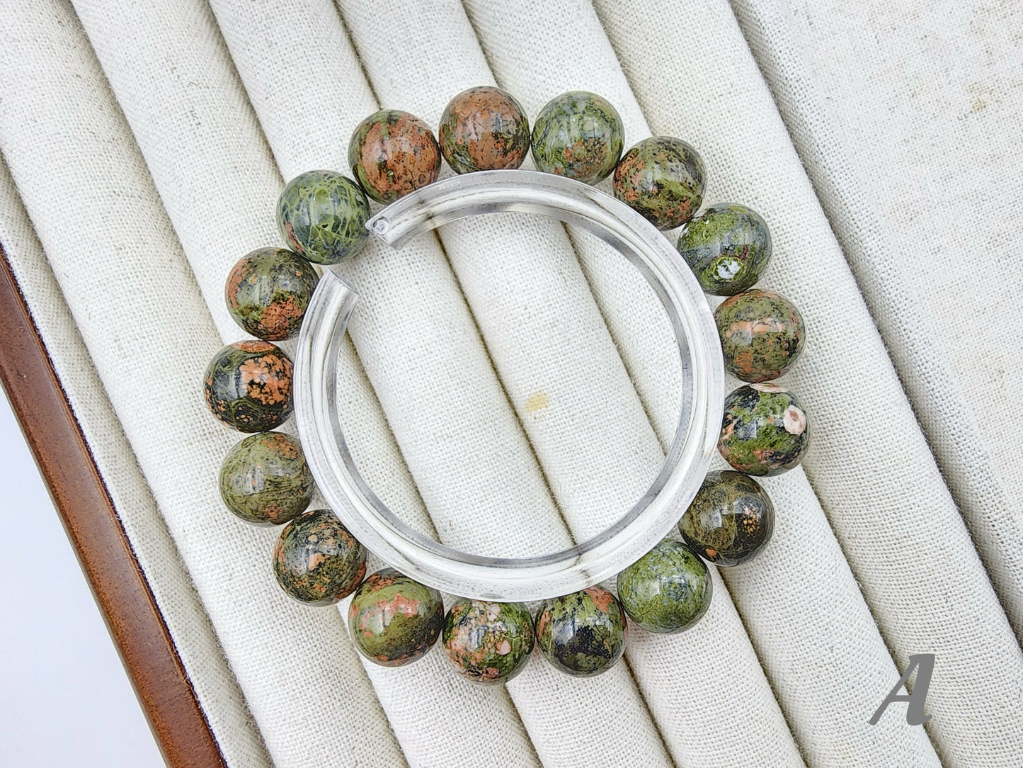 [Bracelet] Natural 12mm Unakite Jasper Bracelet