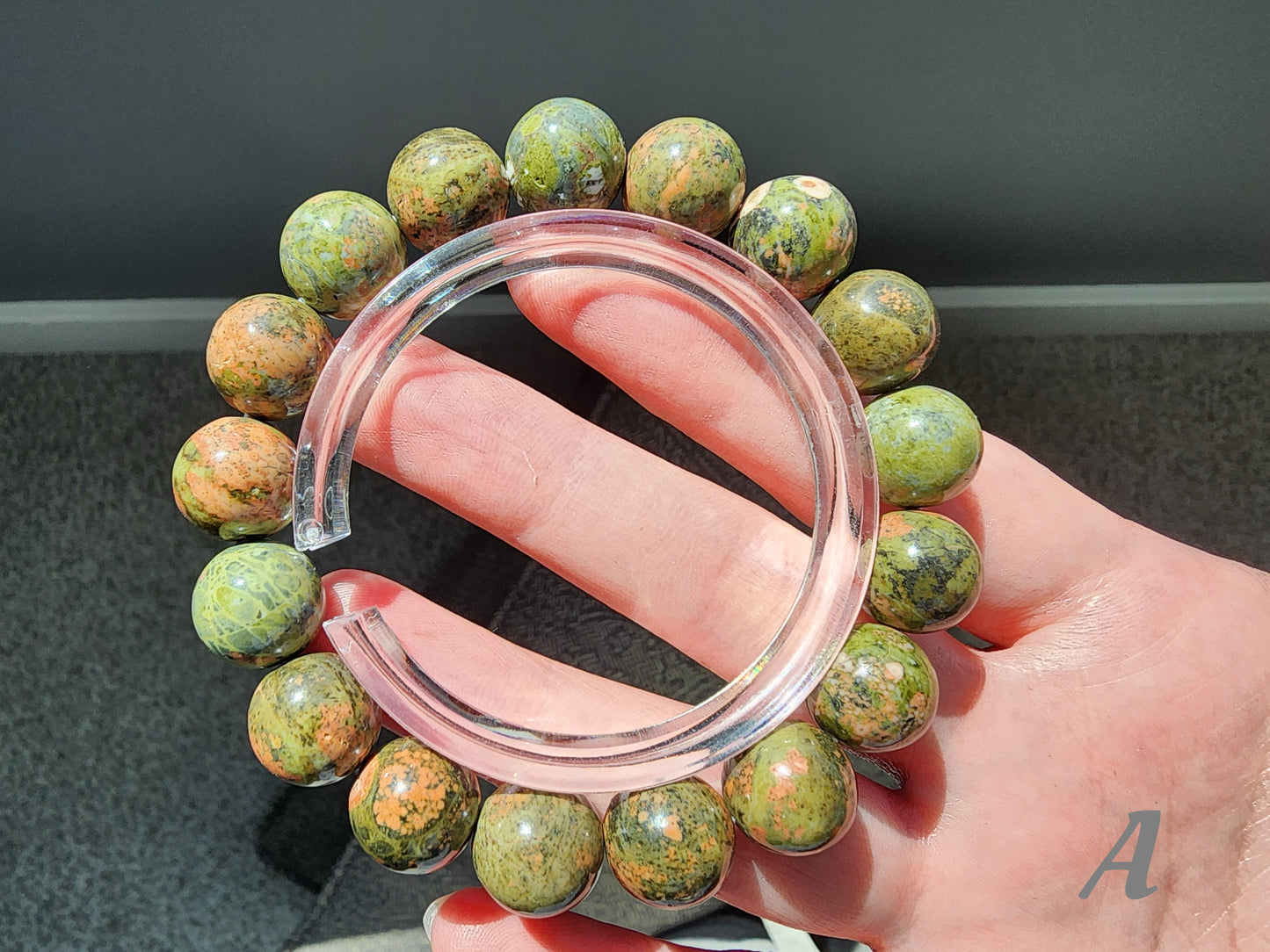 [Bracelet] Natural 12mm Unakite Jasper Bracelet