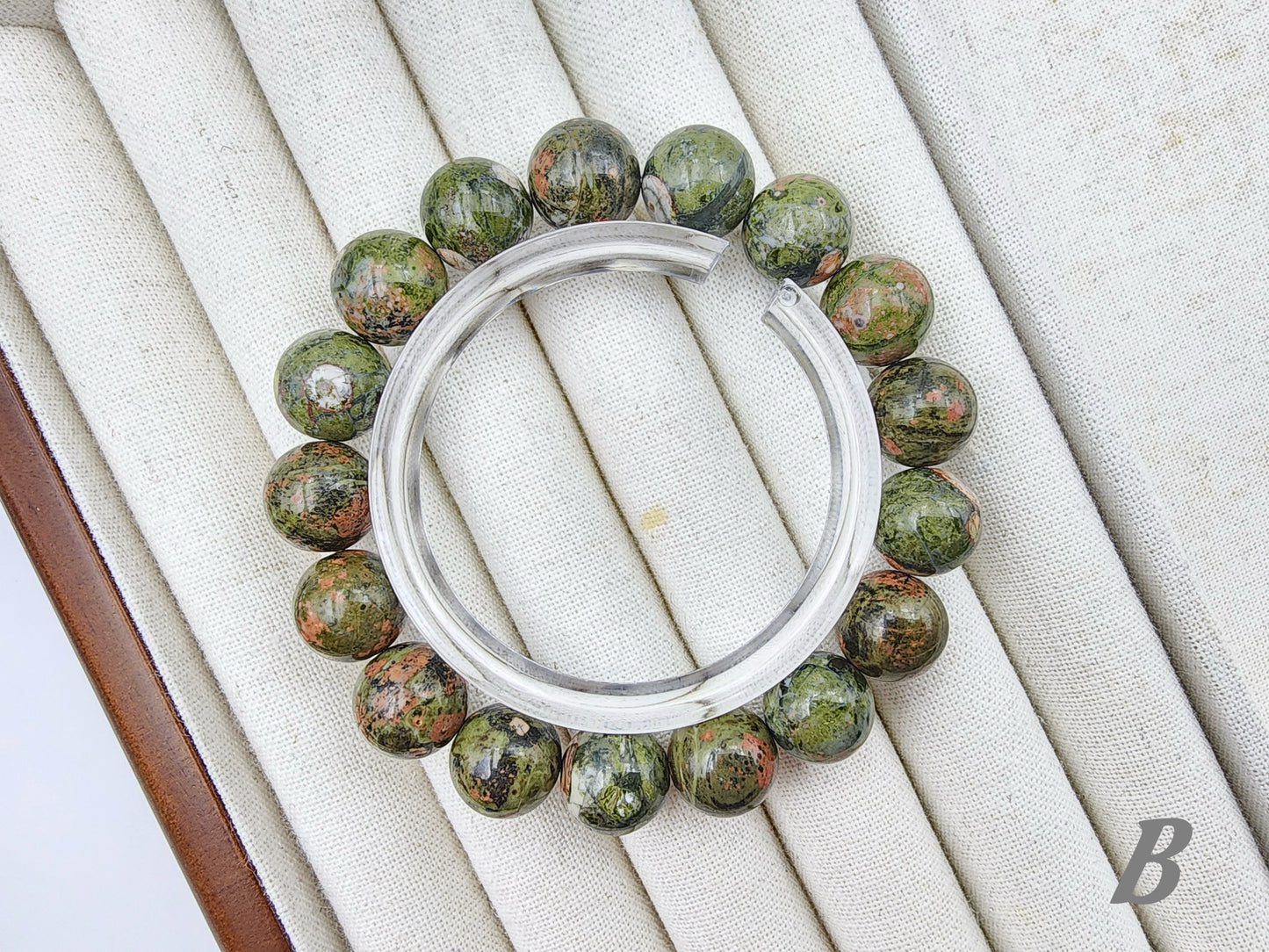 [Bracelet] Natural 12mm Unakite Jasper Bracelet
