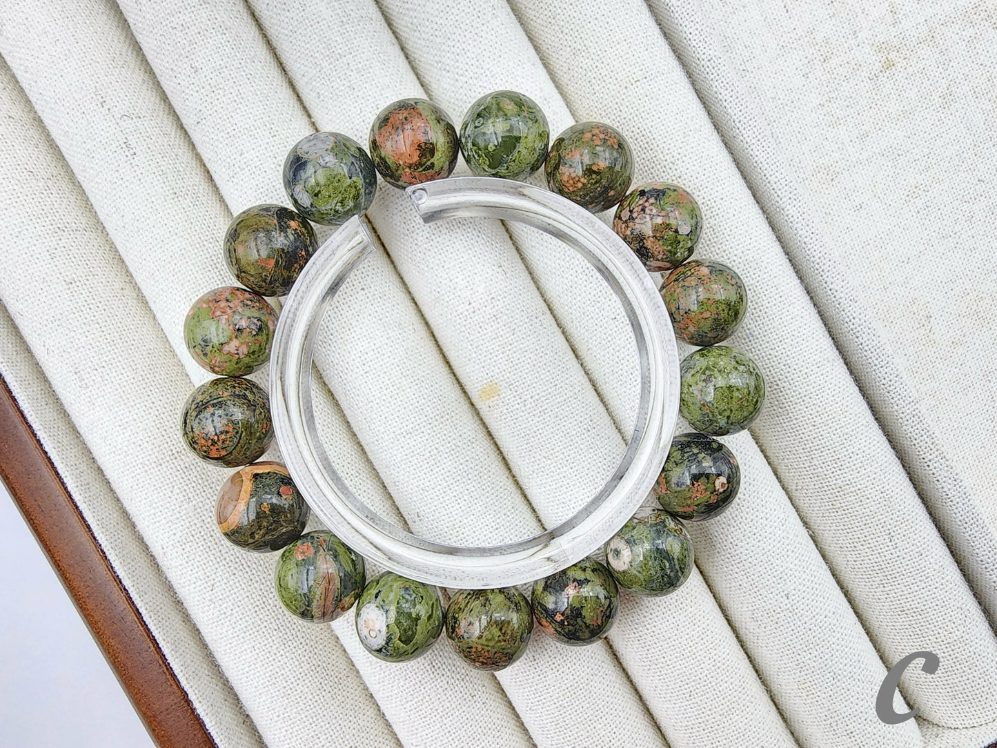 [Bracelet] Natural 12mm Unakite Jasper Bracelet