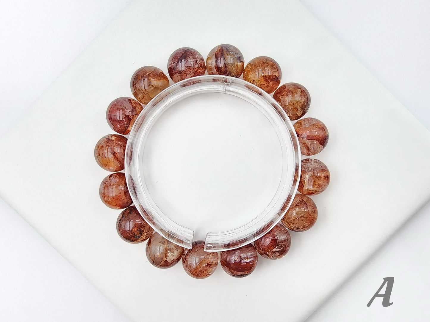 [Bracelet] Elegant 13mm Red Hematoid Quartz 红胶花 Bracelet - Healing Crystal Jewelry