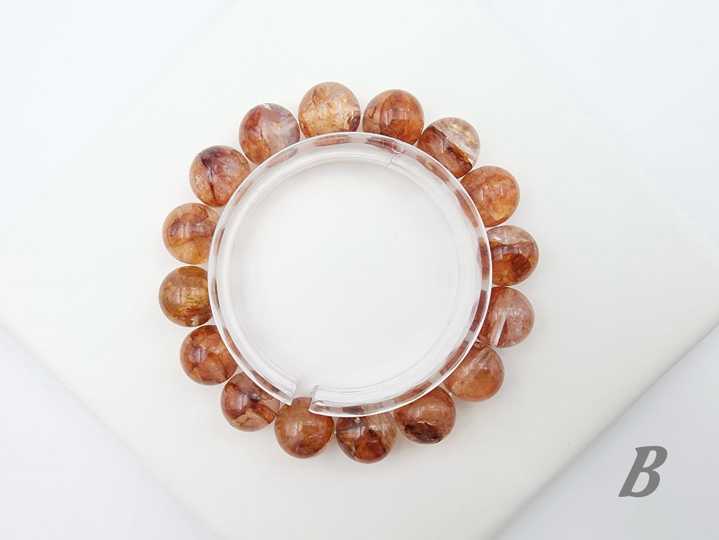 [Bracelet] Elegant 13mm Red Hematoid Quartz 红胶花 Bracelet - Healing Crystal Jewelry