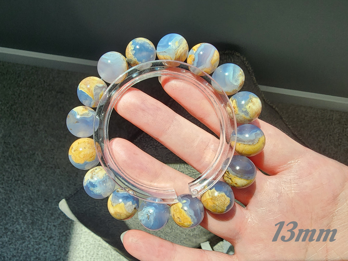 [Bracelet] Natural Argentinian Blue Chalcedony Bracelet