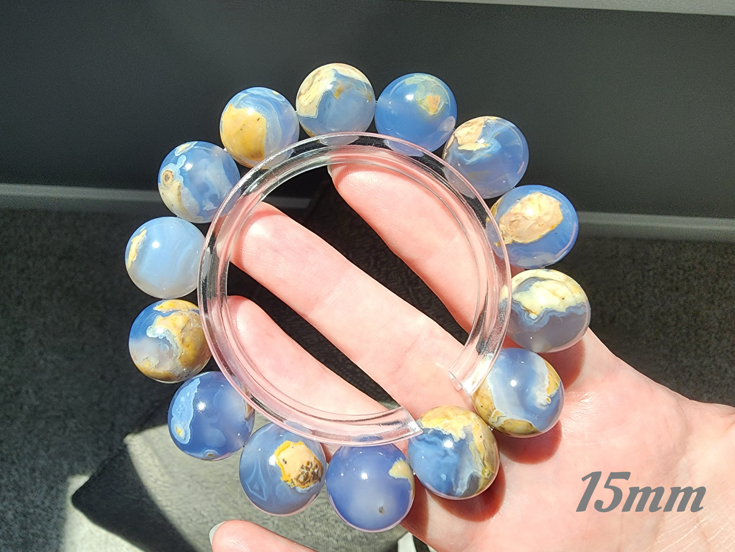 [Bracelet] Natural Argentinian Blue Chalcedony Bracelet