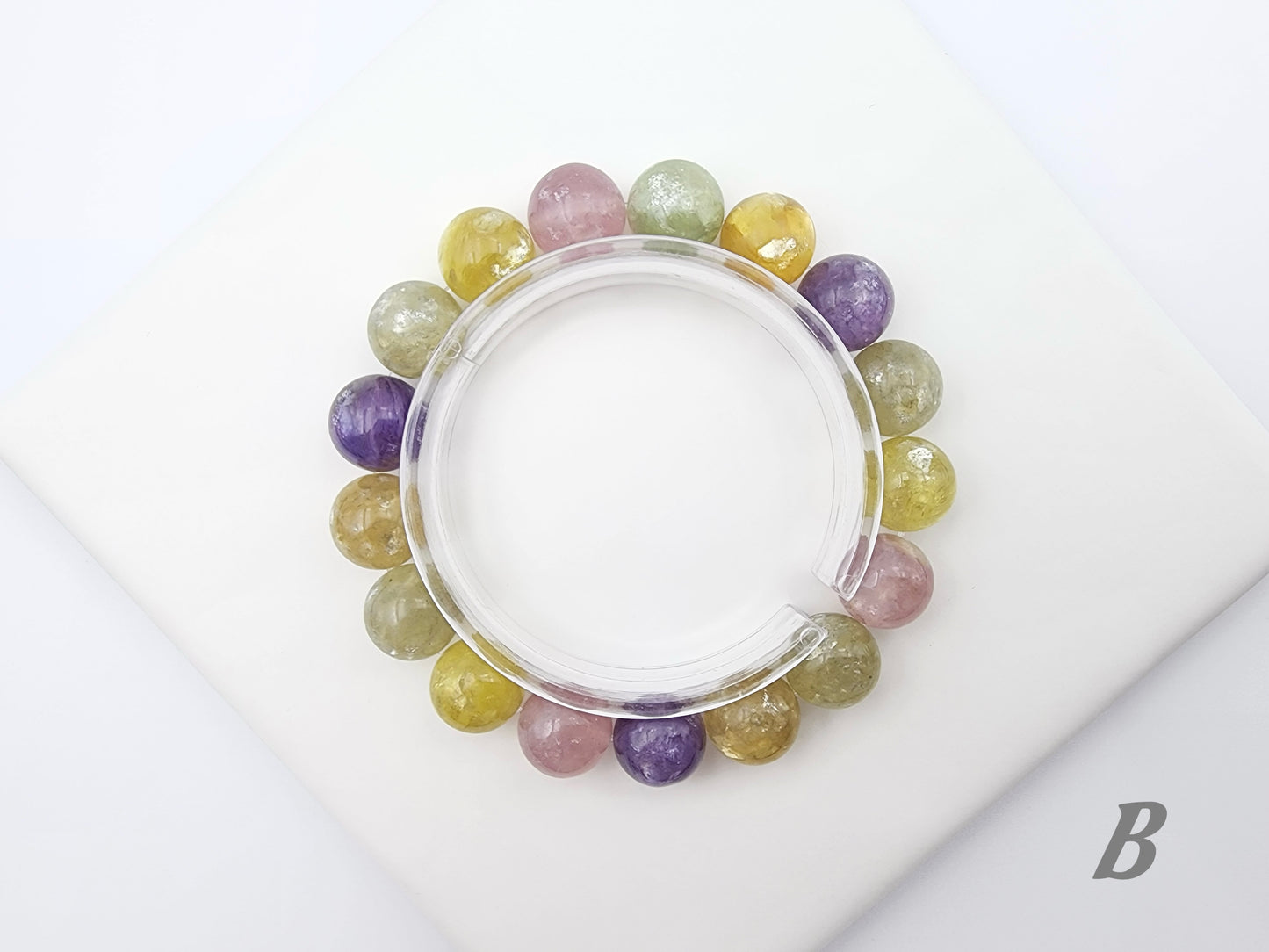 [Bracelet] Natural 12mm Rainbow Lepidolite Bracelet