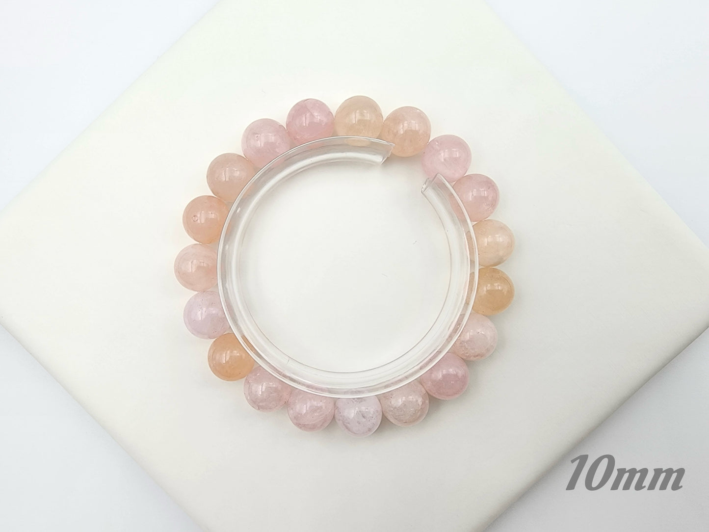 [Bracelet] Blush Dreams: Pink Morganite Round Bead Bracelet