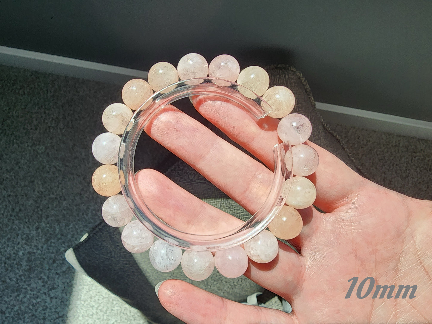 [Bracelet] Blush Dreams: Pink Morganite Round Bead Bracelet