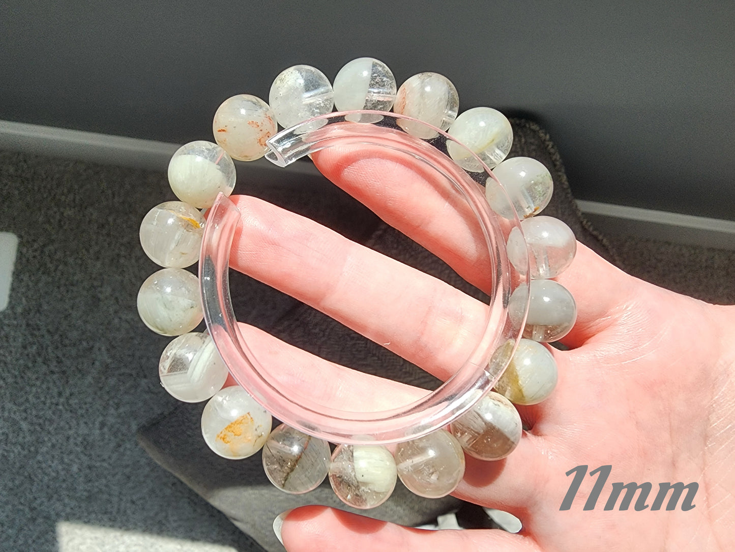 [Bracelet] Phantom Quartz with Rutile Inclusions Bracelet