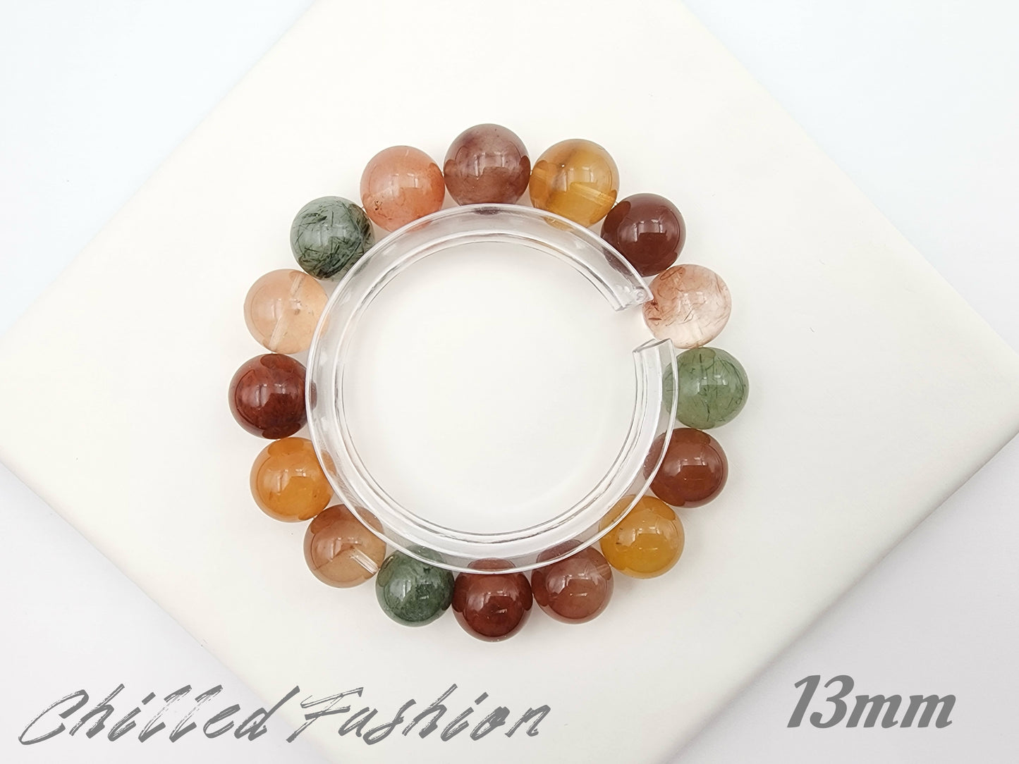 [Bracelet] Colorful Rabbit Hair Quartz Bracelet - A Radiant Trio of Happiness, Prosperity, and Longevity 福禄寿兔毛