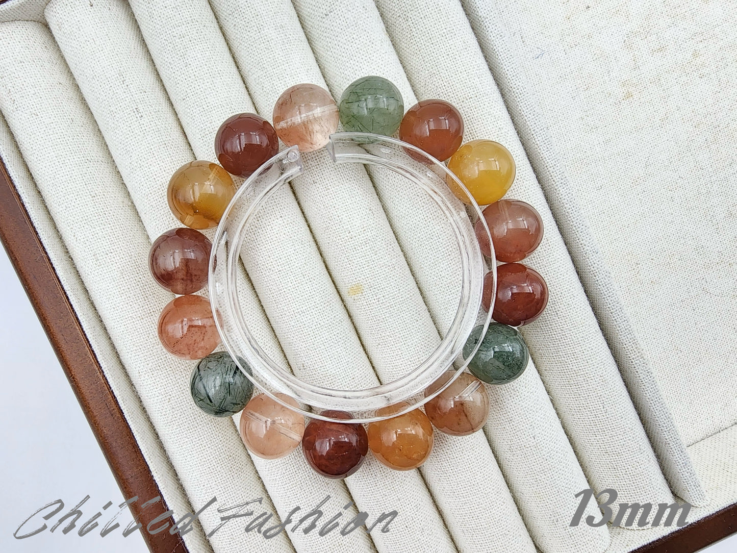 [Bracelet] Colorful Rabbit Hair Quartz Bracelet - A Radiant Trio of Happiness, Prosperity, and Longevity 福禄寿兔毛