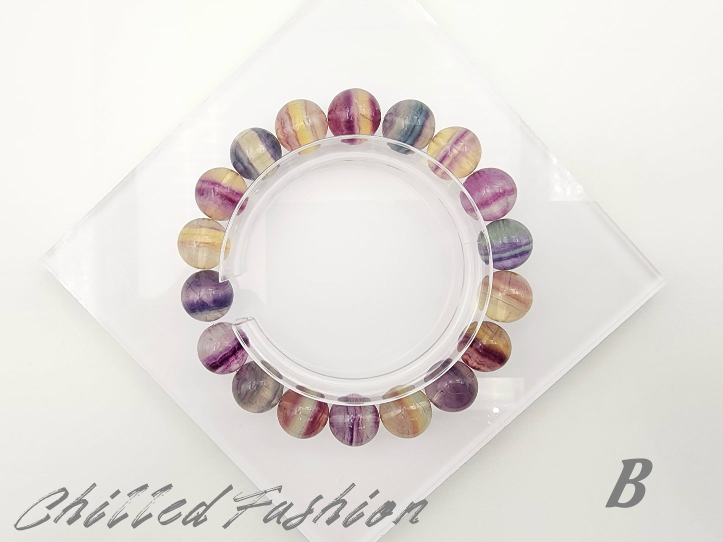 [Bracelet] 11mm Unicorn Fluorite Crystal Bracelet