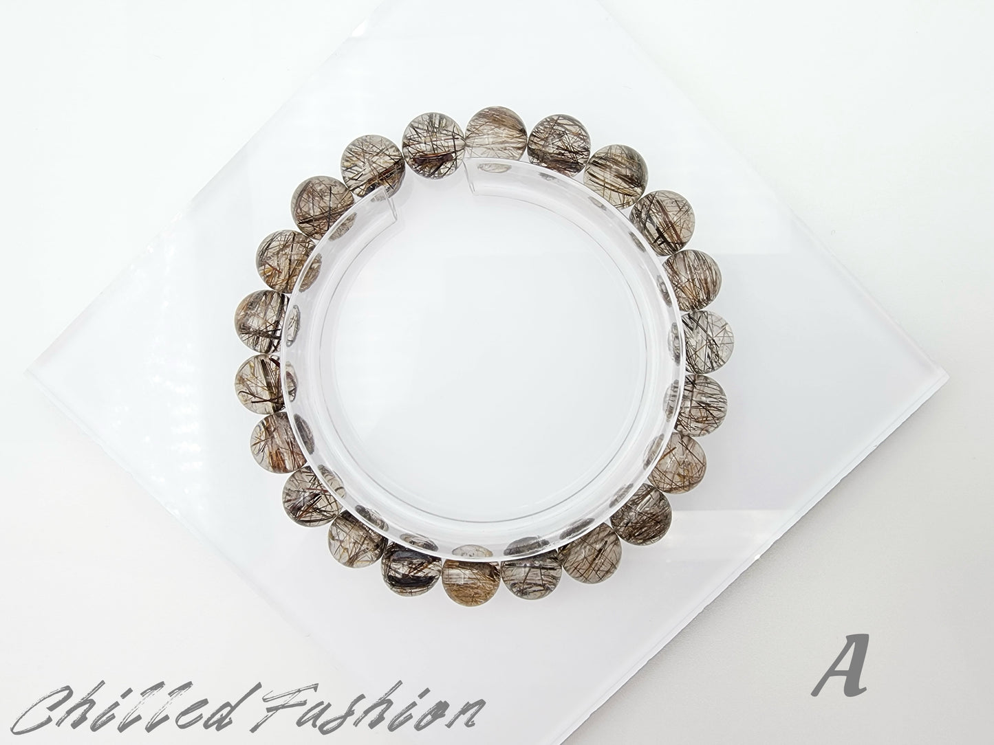 [Bracelet] Natural 9mm Black Copper Titanium Quartz Bracelet