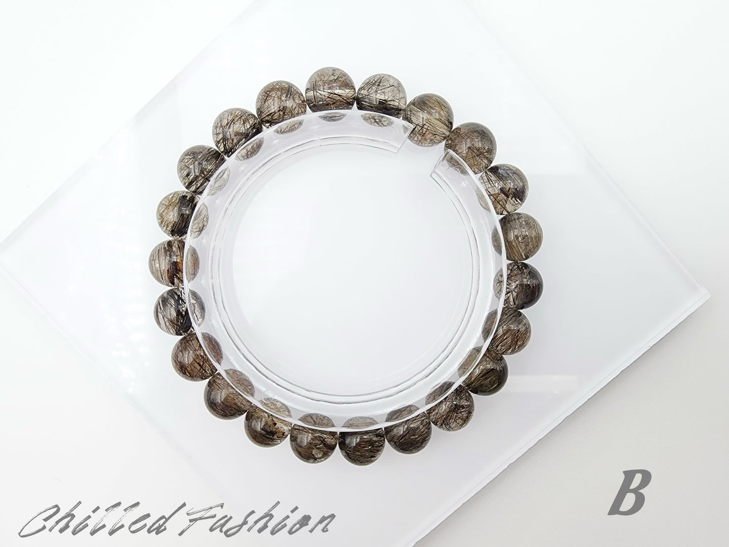 [Bracelet] Natural 9mm Black Copper Titanium Quartz Bracelet