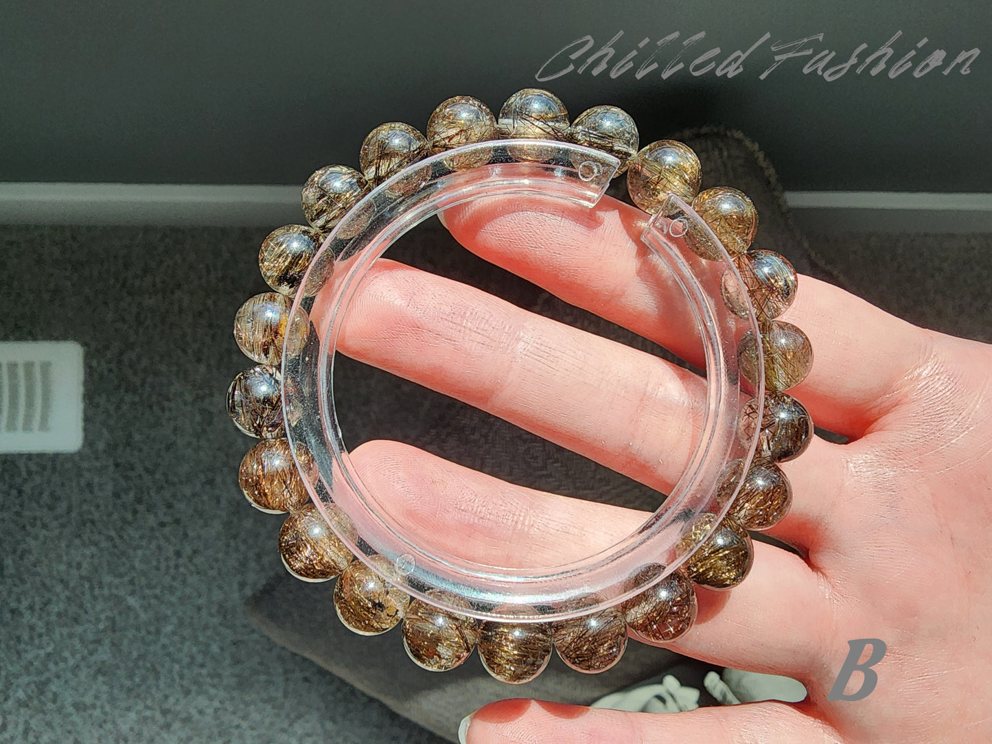 [Bracelet] Natural 9mm Black Copper Titanium Quartz Bracelet