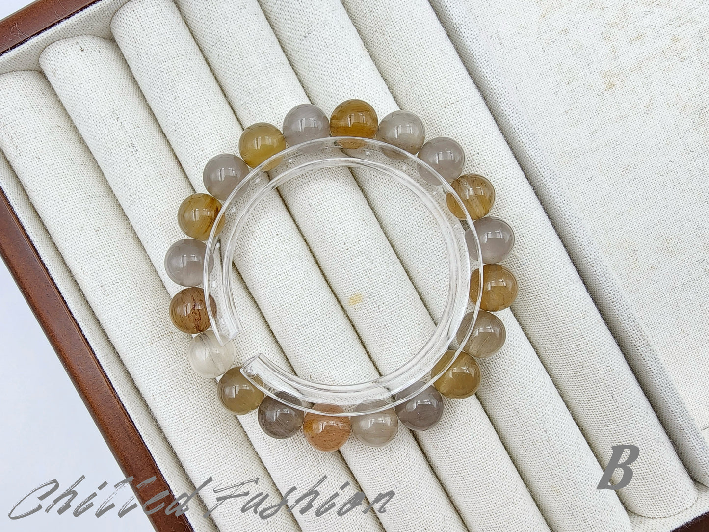 [Bracelet] 10mm Gray-Yellow Rabbit Hair Quartz