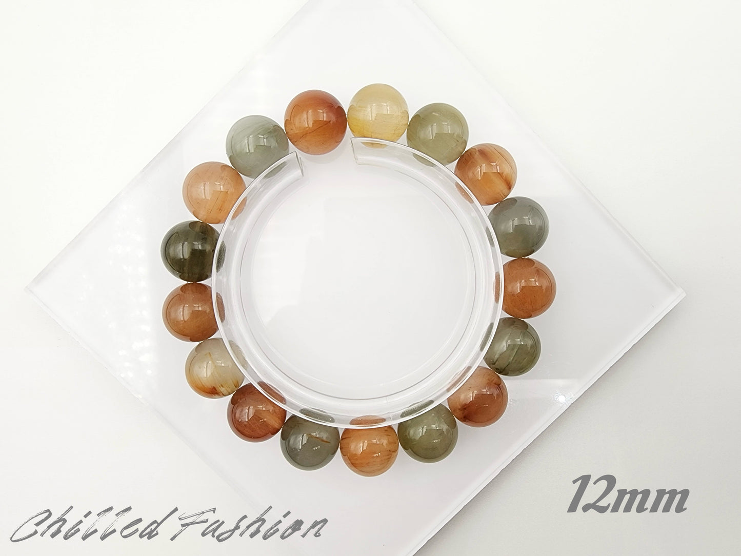 [Bracelet] Unique Harmony: Rabbit Hair Quartz 兔毛 Bracelet with Multicolored Beads