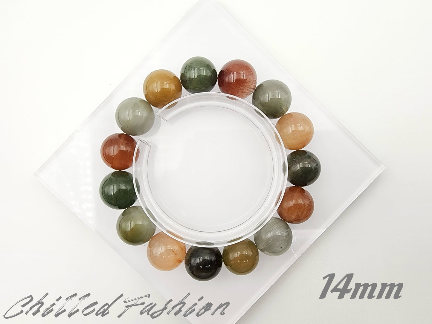 [Bracelet] Unique Harmony: Rabbit Hair Quartz 兔毛 Bracelet with Multicolored Beads