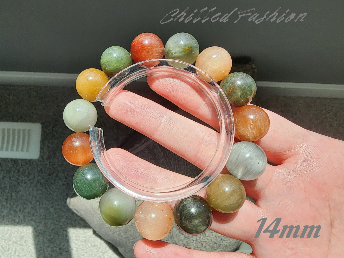 [Bracelet] Unique Harmony: Rabbit Hair Quartz 兔毛 Bracelet with Multicolored Beads