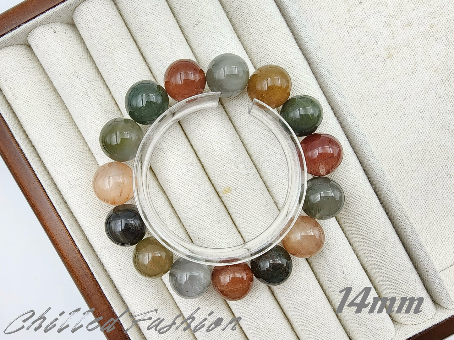[Bracelet] Unique Harmony: Rabbit Hair Quartz 兔毛 Bracelet with Multicolored Beads