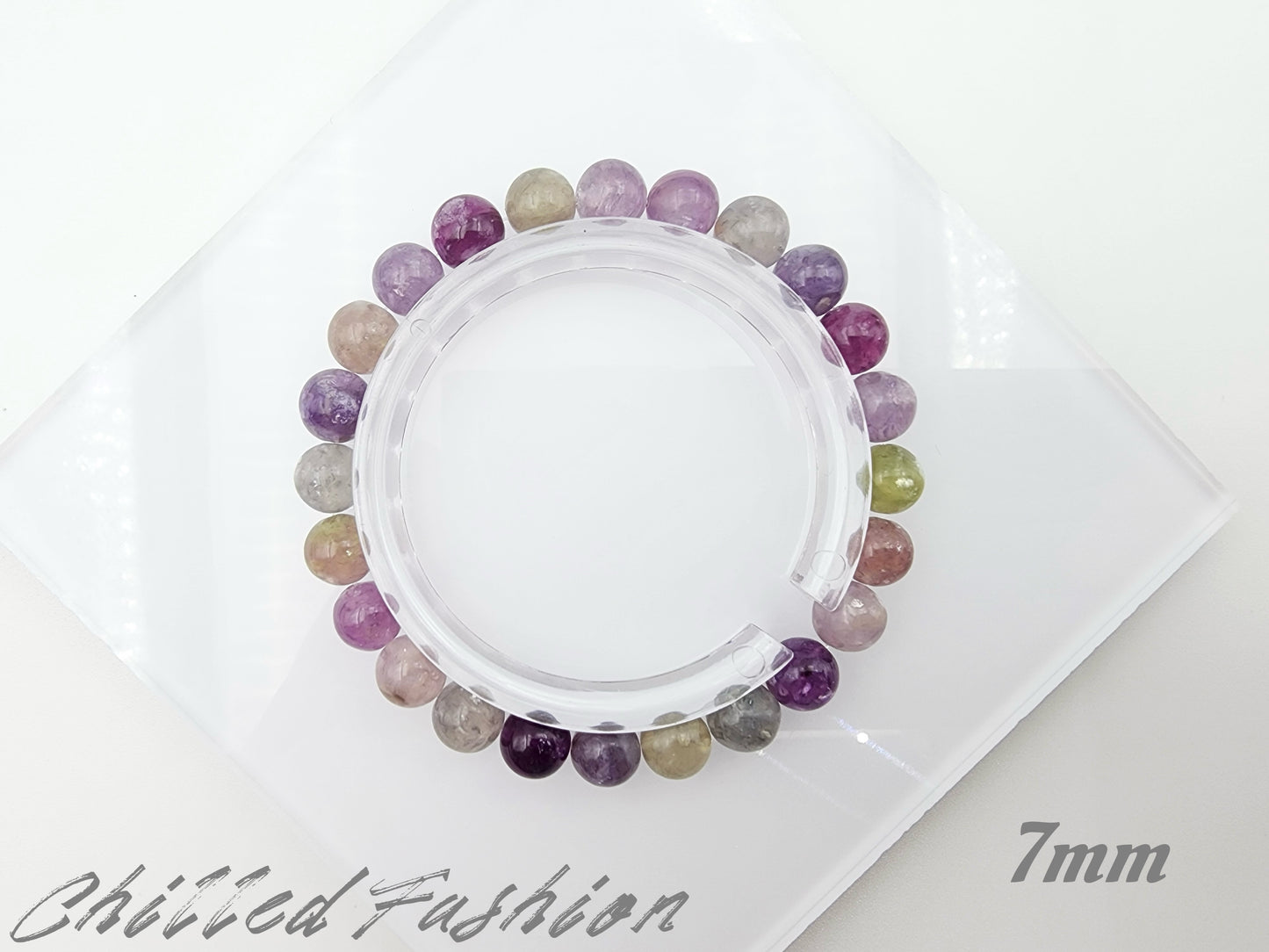 [Bracelet] Natural Gemstone: Multicolored Lepidolite 彩祖母晶 Stretch Bracelet