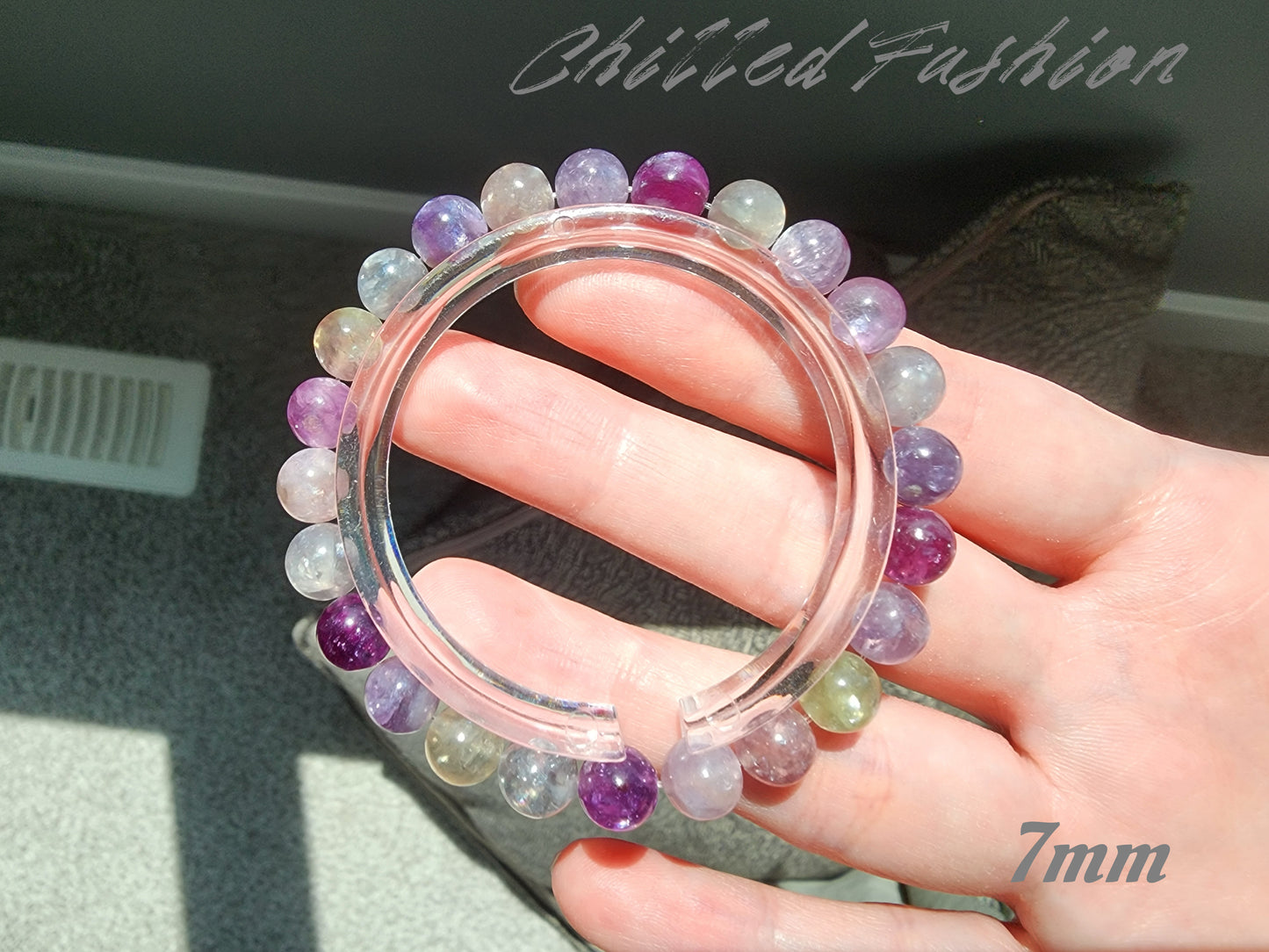 [Bracelet] Natural Gemstone: Multicolored Lepidolite 彩祖母晶 Stretch Bracelet