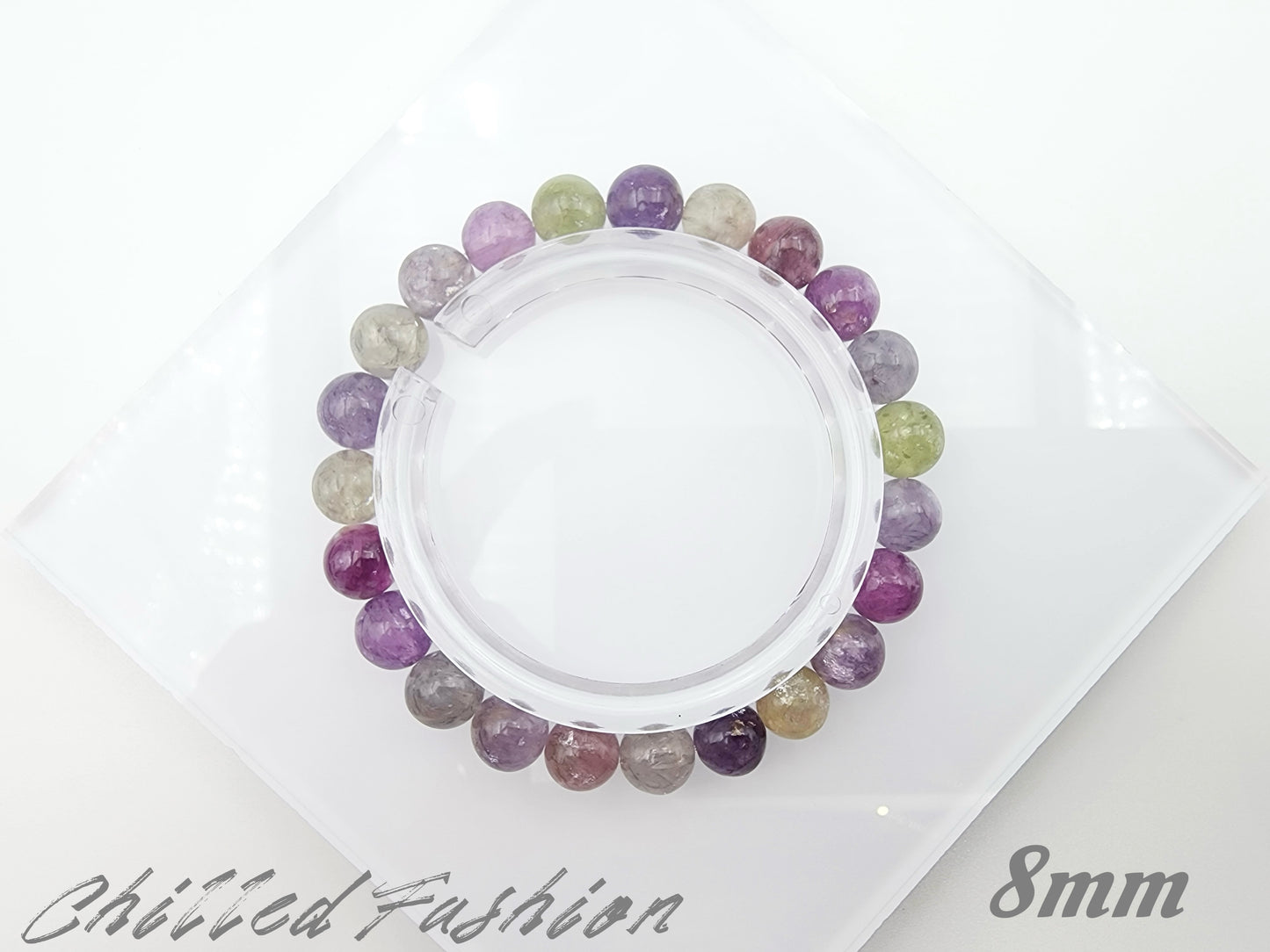 [Bracelet] Natural Gemstone: Multicolored Lepidolite 彩祖母晶 Stretch Bracelet