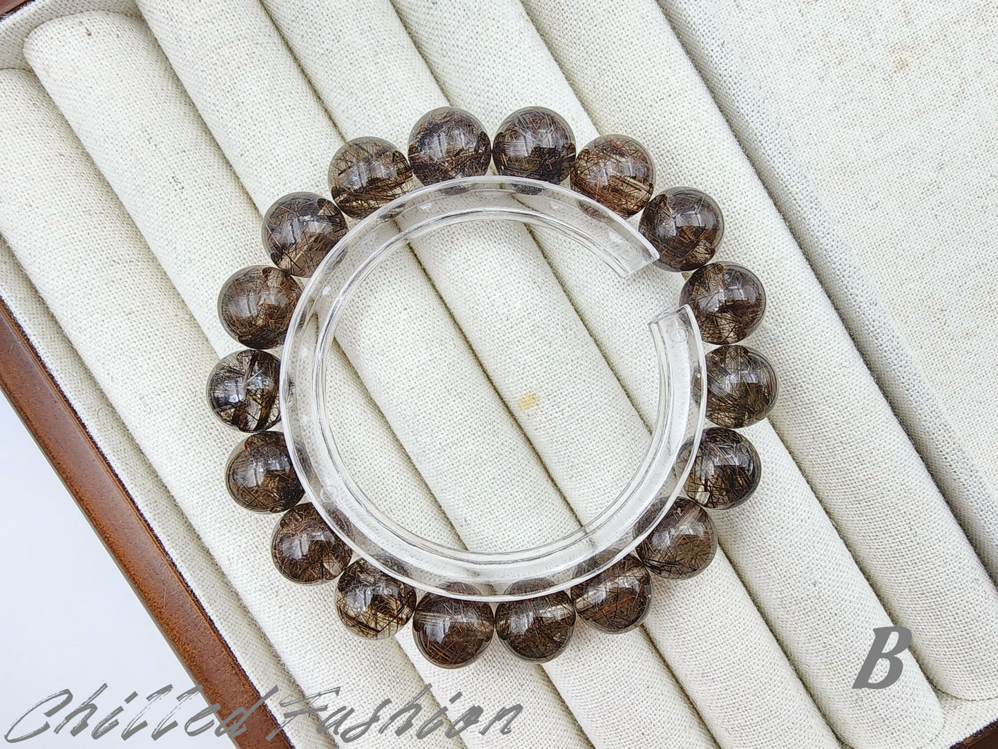 [Bracelet] Elegant 11mm Dual-Tone Bracelet: Golden-Black Rutilated Quartz and Black Copper Rutilated Quartz