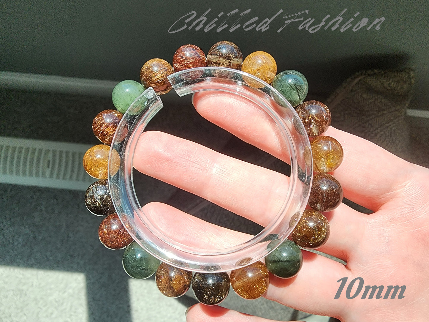 [Bracelet] Natural Multicolor Rutilated Quartz Bracelet